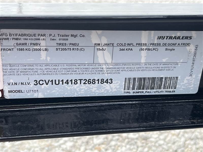 2026 PJ 77 X 10' SA 4" CHANNEL UTILITY BP - Image 3