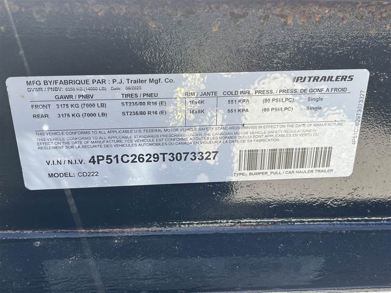 2026 PJ 83 X 22' 6" CHANNEL W/ 32" DOVETAIL TA BP - Image 3